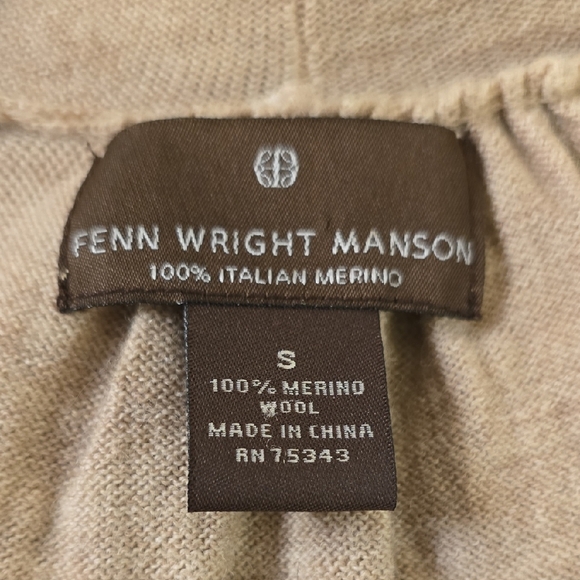 Fenn Wright Manson 100% Merino Wool Beige Draped Cardigan - Picture 10 of 13